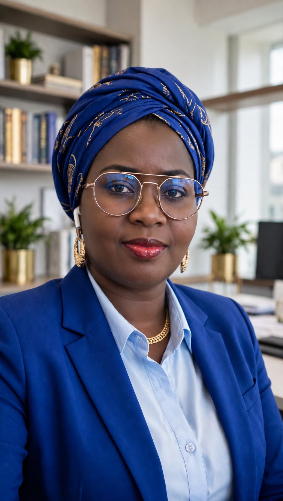 Portrait de Mame Diarra Bousso DIENG en bleu roi